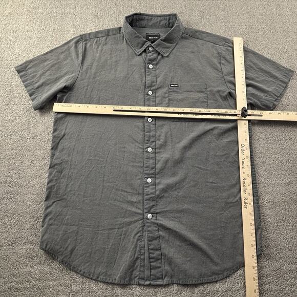 Brixton Shirt Adult Large Gray Button Up Short Sleeve Casual Streetwear Men's - Picture 10 of 14
